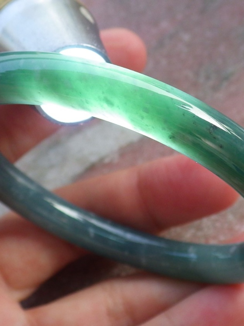 Certified Hand Carved Natural Burma A JADE Circle Jadeite Bangle Bracelet 56mm